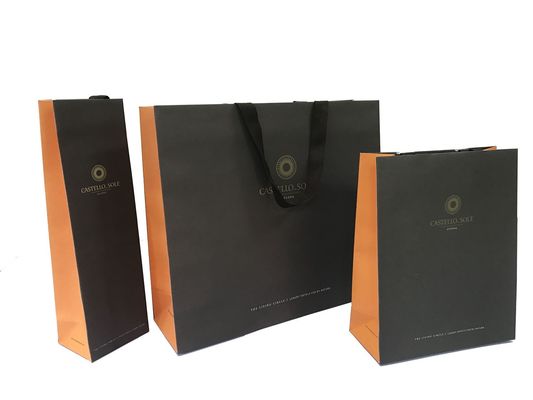 Bom preço O preto personalizou a impressão personalizada do logotipo da folha saco de papel feito a mão online