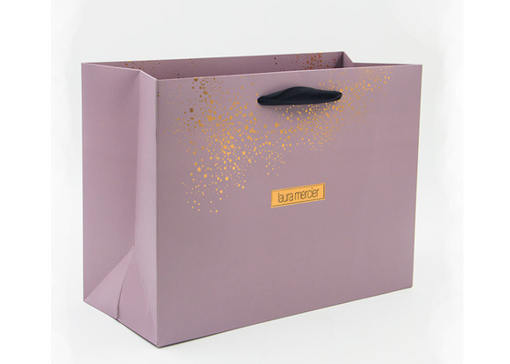 Good price Sacos de papel de carimbo quentes personalizados do boutique do ouro com os punhos pretos da fita on-line