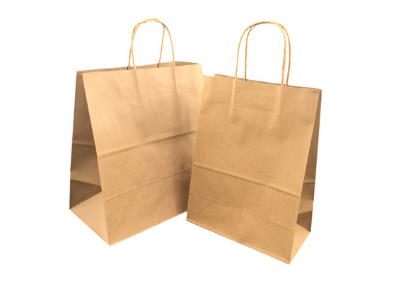 Good price Os sacos de papel reciclados de Brown Kraft para levam embora o alimento com carimbo da folha dos punhos on-line