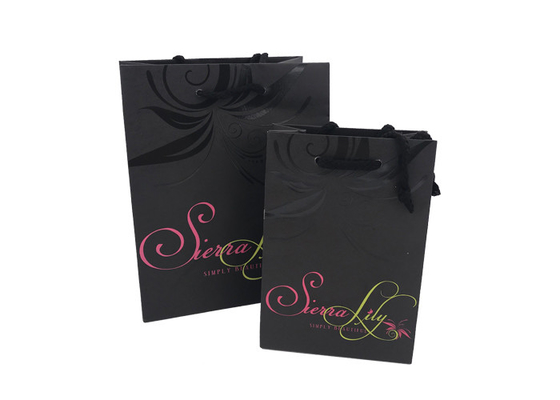 Good price A parte alta reciclou grande ponto preto dos sacos do presente o logotipo UV do saco de papel atual/ on-line